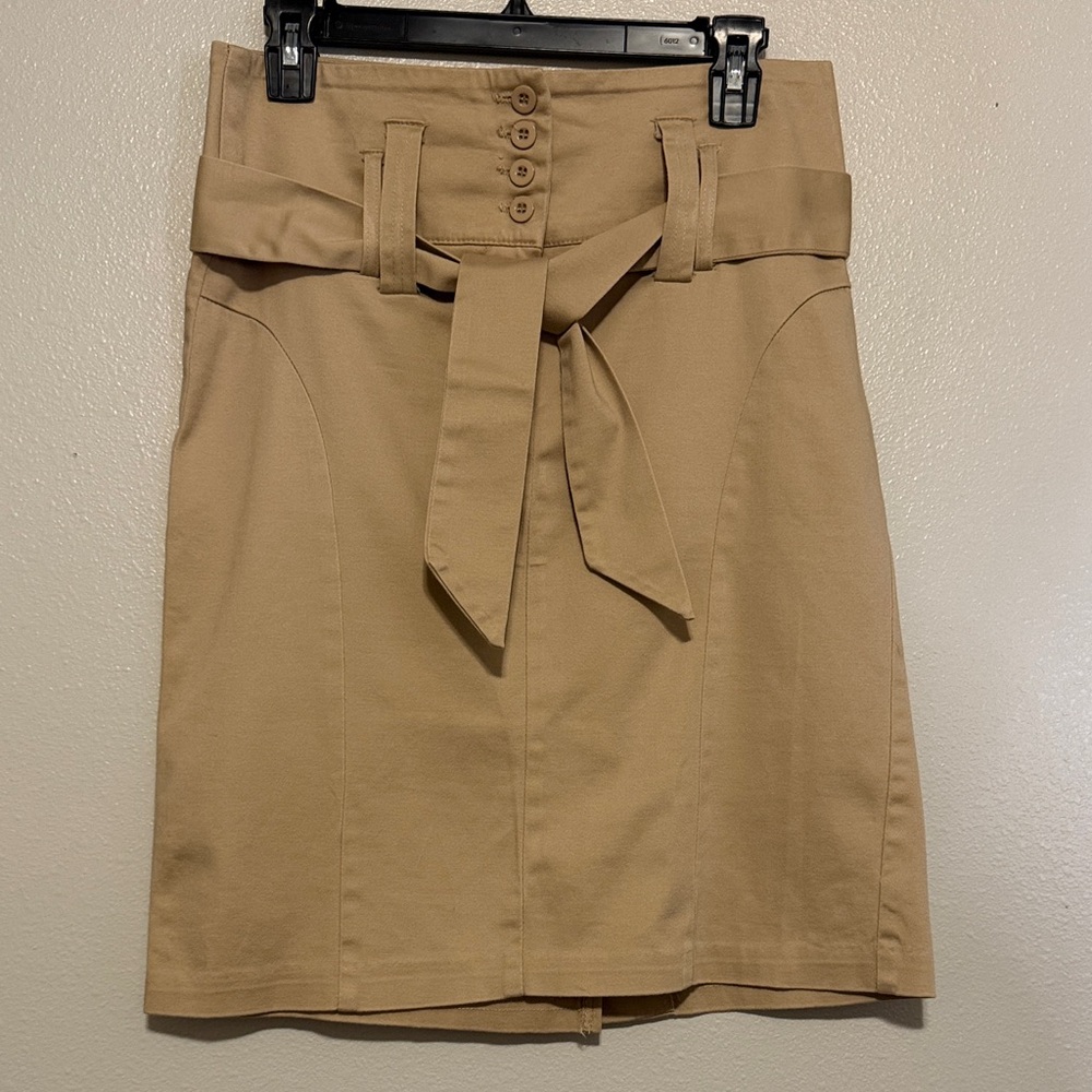 Lola Tan Pencil Skirt with Belt